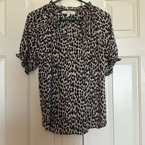 Ann Taylor Loft Leopard Short Sleeve Shirt